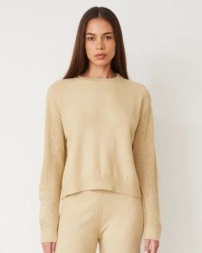 Boucle Knit Mesh Mixed Sweater Lightweight Packable Material NonRestrictive Armholes AntiPill Surface Boucle Knit Mesh Mixed Sweater