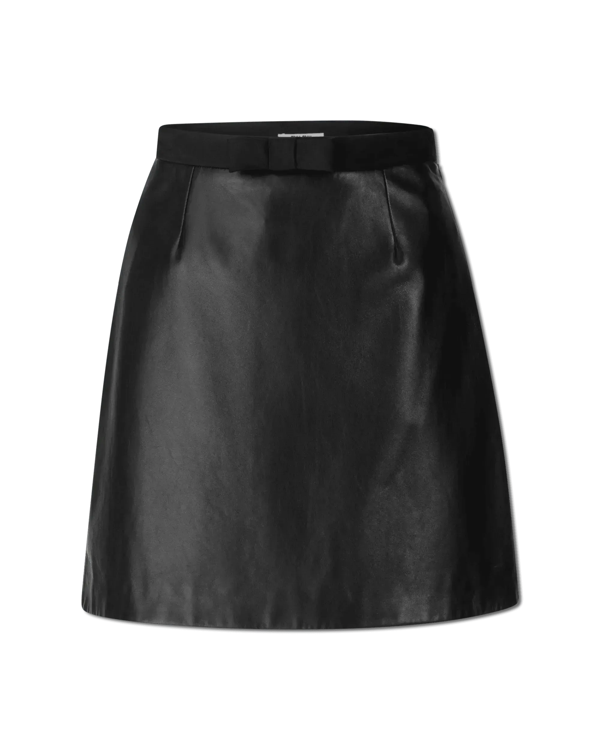 Bow Detail Leather Mini Skirt