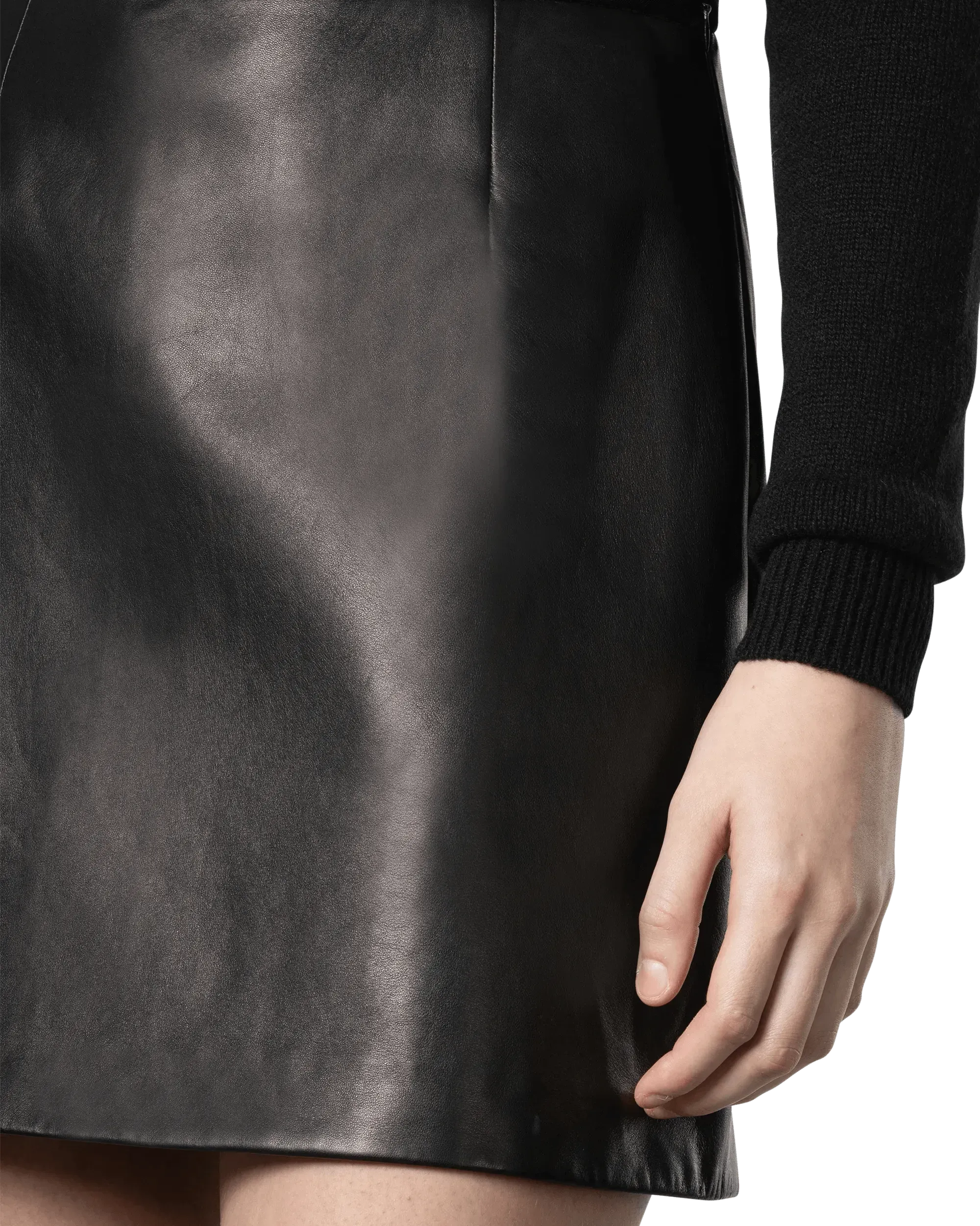 Bow Detail Leather Mini Skirt
