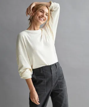 Boyfriend Long-Sleeve Tee Premium Material Weighted Hem Noise Reduced Zipper Boyfriend Long-Sleeve Tee