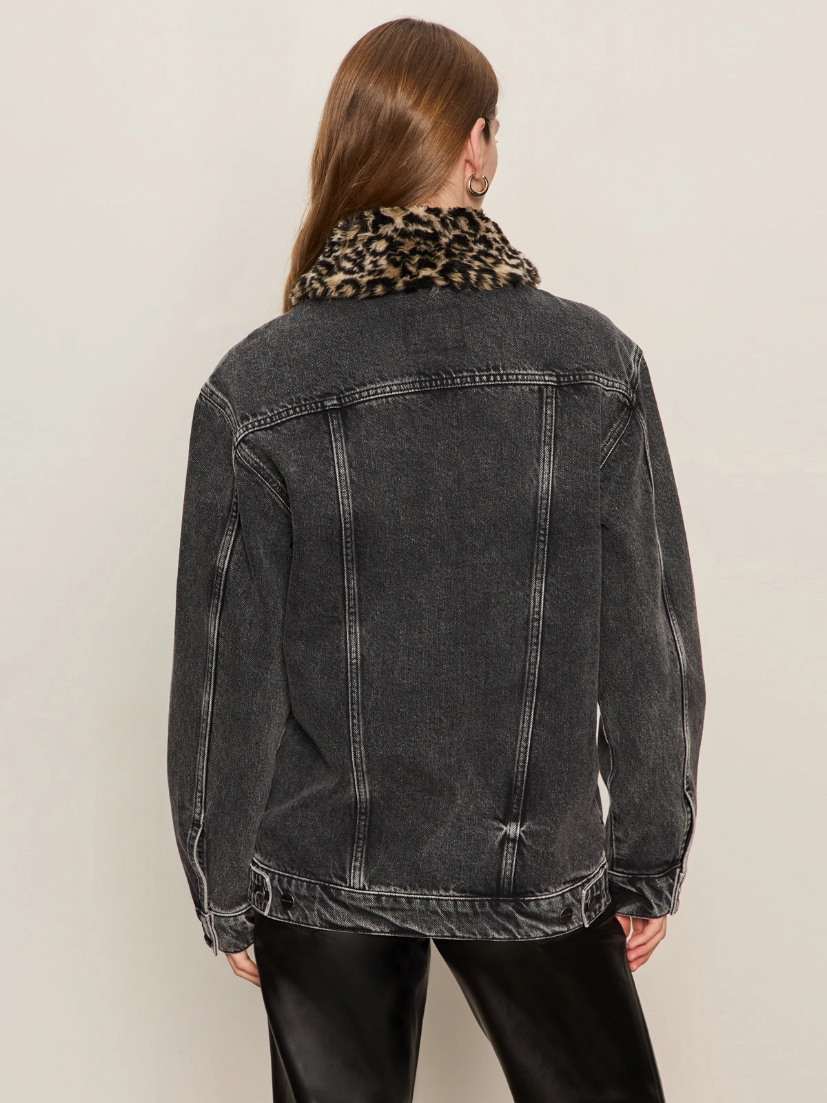 Boyfriend Trucker Jacket Washed Black Denim Relax