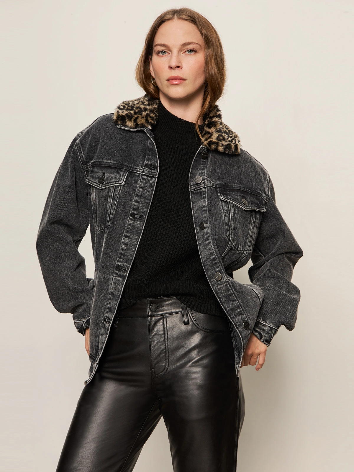 Indication Wedding Boyfriend Trucker Jacket Washed Black Denim