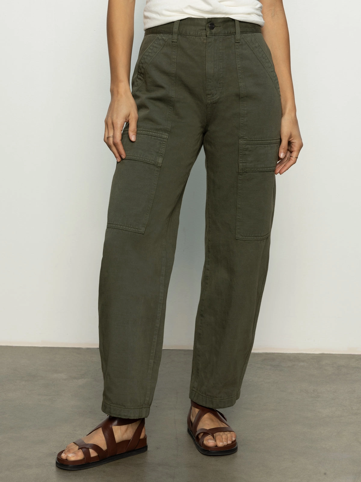 Quick Adjust Fit Soft Interior Boyfriend Utility Pant Kalamata