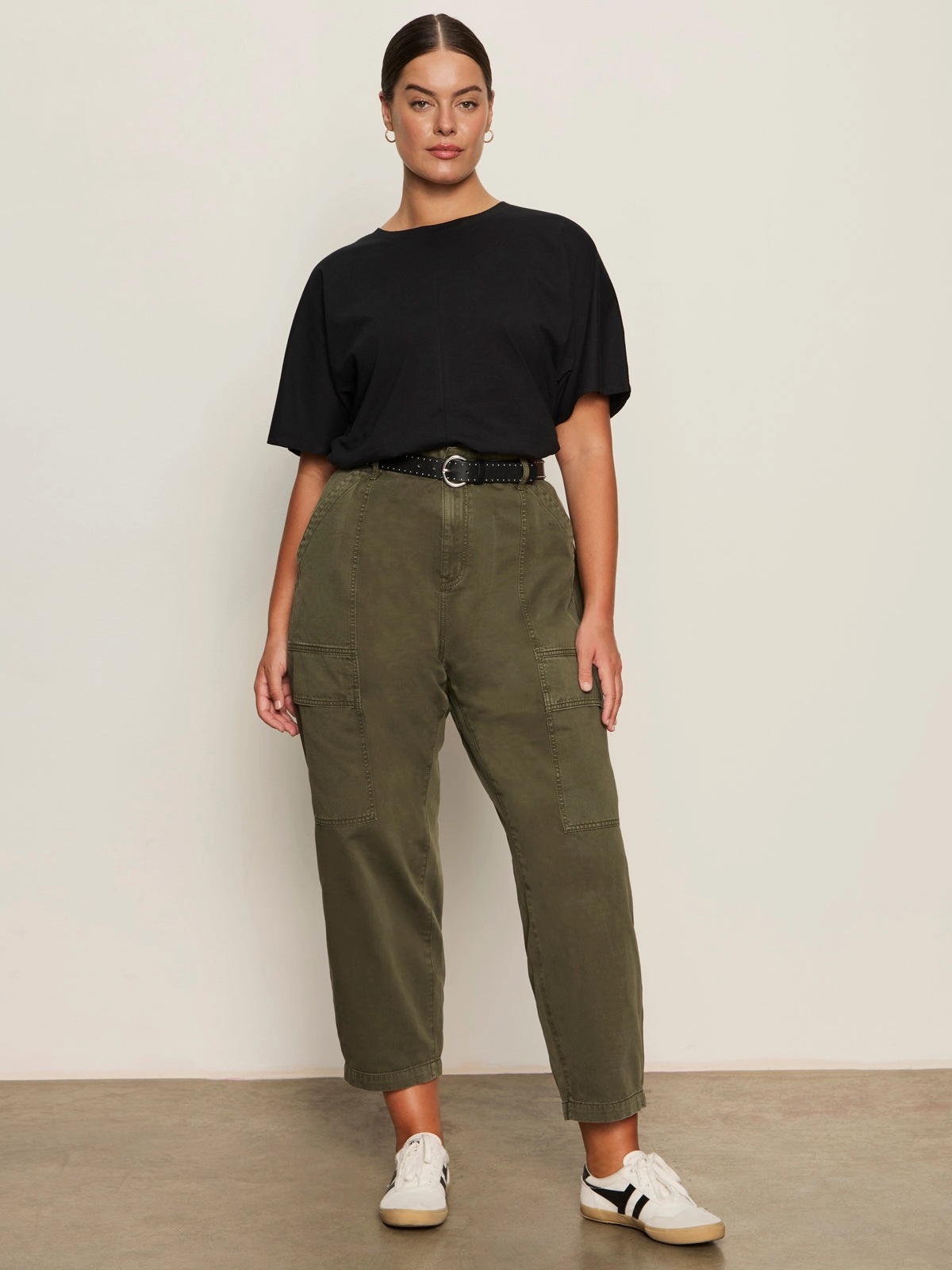 No Fuss Comfy Waistband Boyfriend Utility Pant Kalamata Extended Sizing
