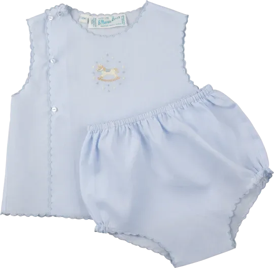Boys Rocking Horse Diaper Set - Blue