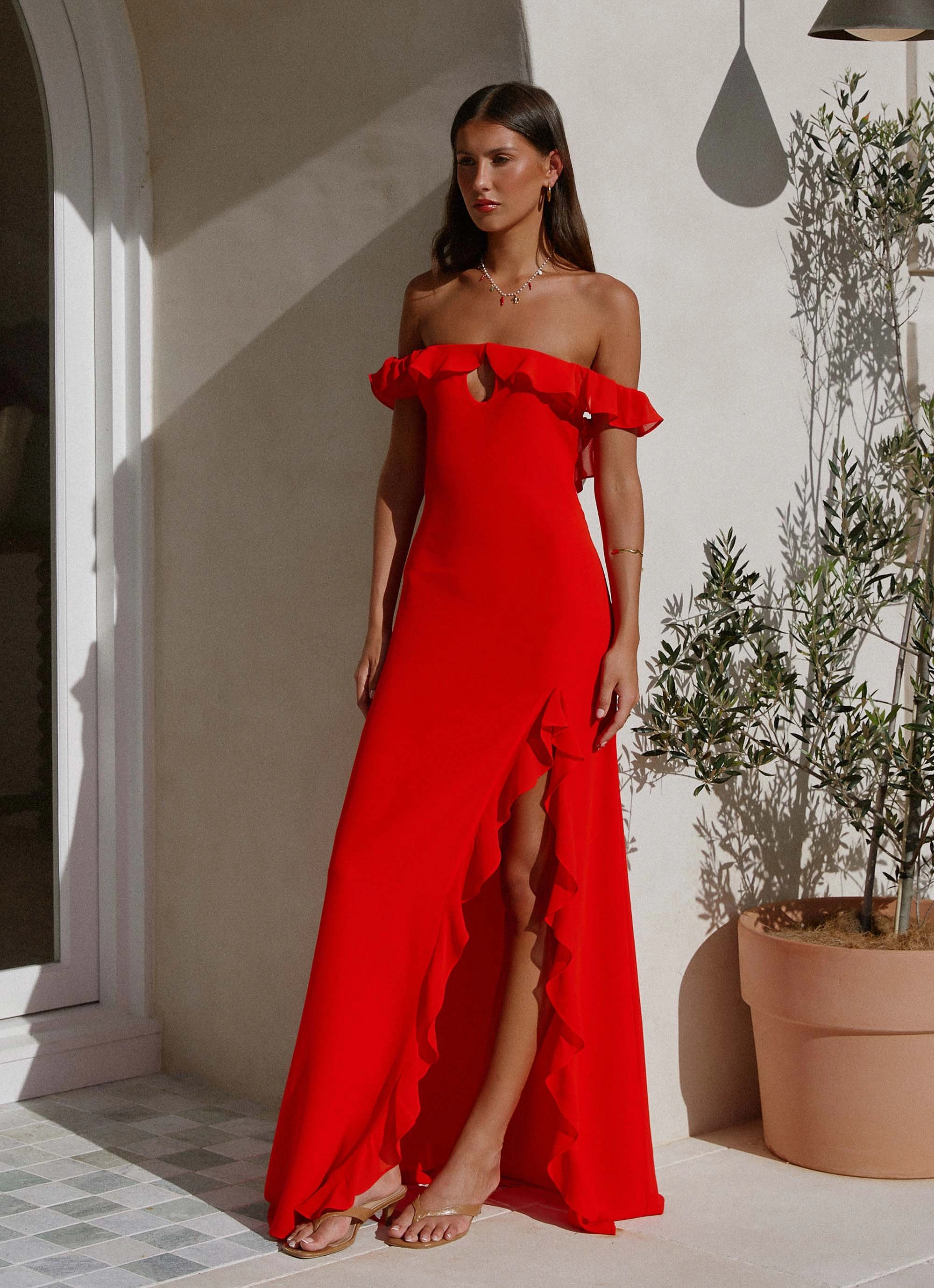 Braxton Maxi Dress - Red Metallic Finish
