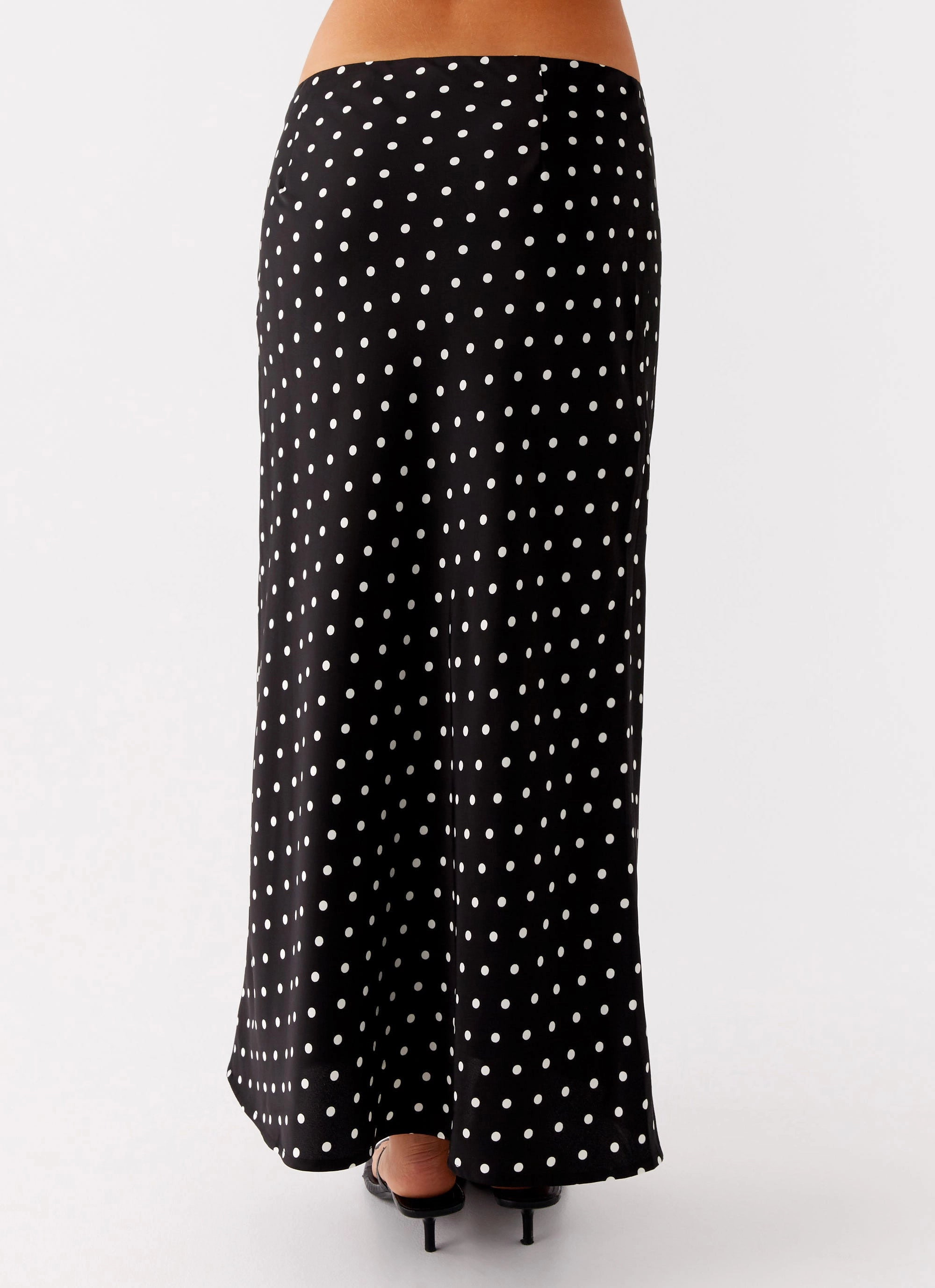 Breanne Midi Skirt - Black Polka Dot Removable Belt Simple Comfort