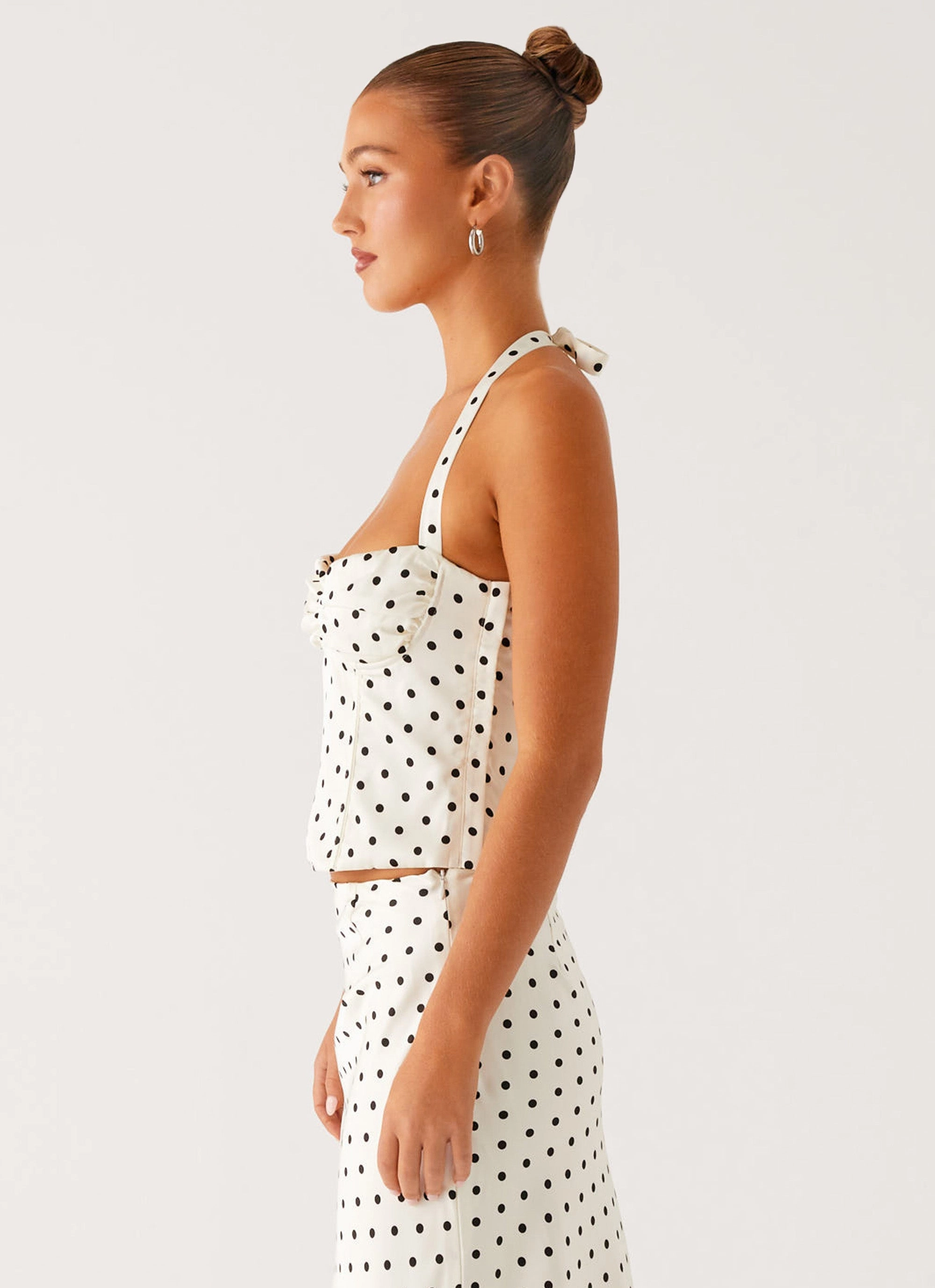 Stylish Dress Breanne Top - White Polka Dot