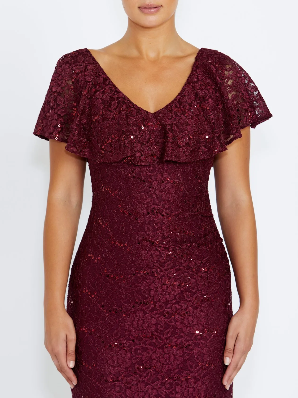 Trudy Malbec Sequin Lace Gown everyday staple
