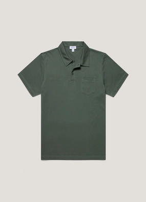 Breathable Cotton Men's Riviera Polo Shirt in Dusk Green Quick Dry Layer Men's Riviera Polo Shirt in Dusk Green