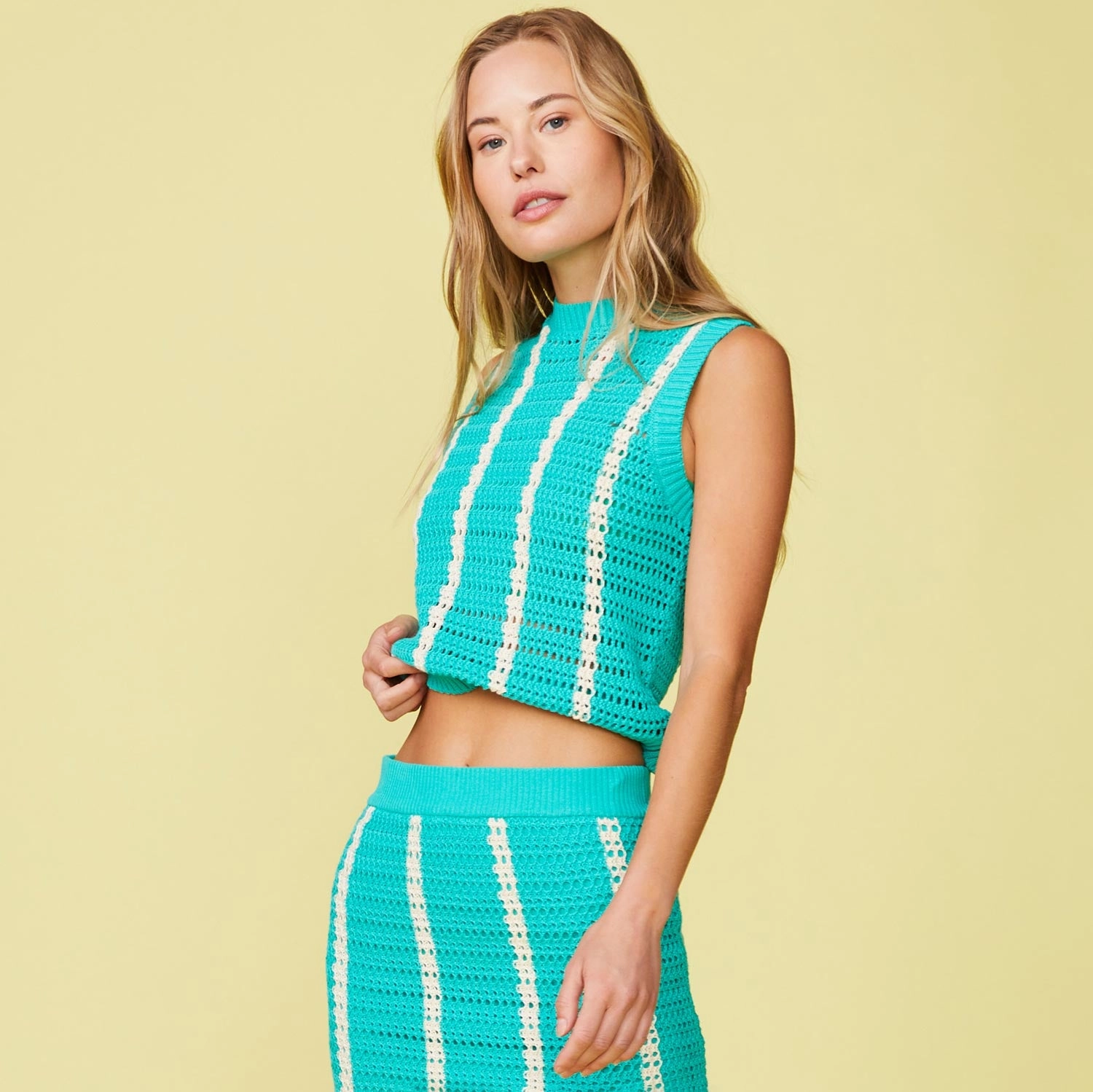 Crochet Knit Crop Tank Durable Hem Stitching