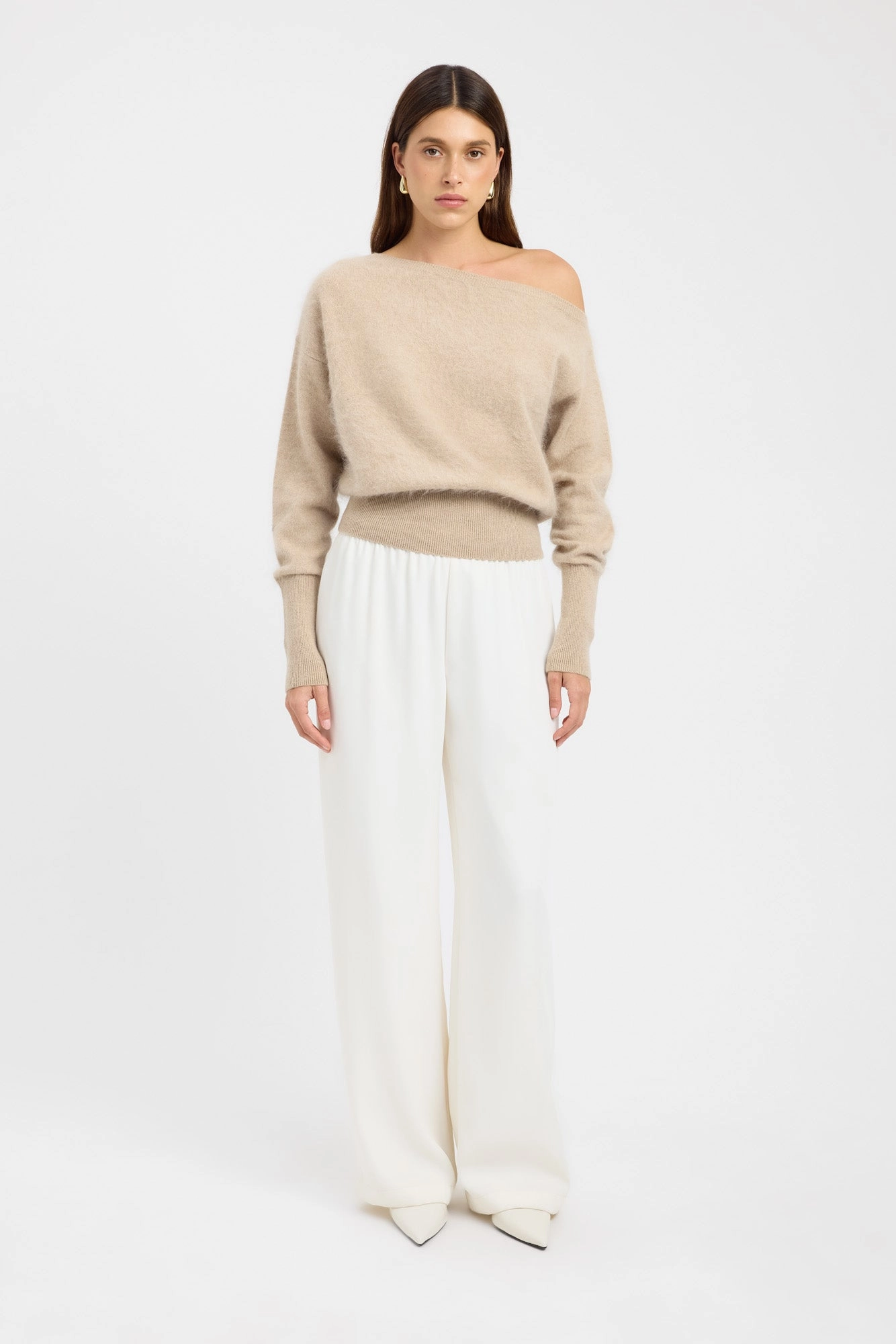 Comfort Stretch Soft Texture Geneva One Shoulder Jumper