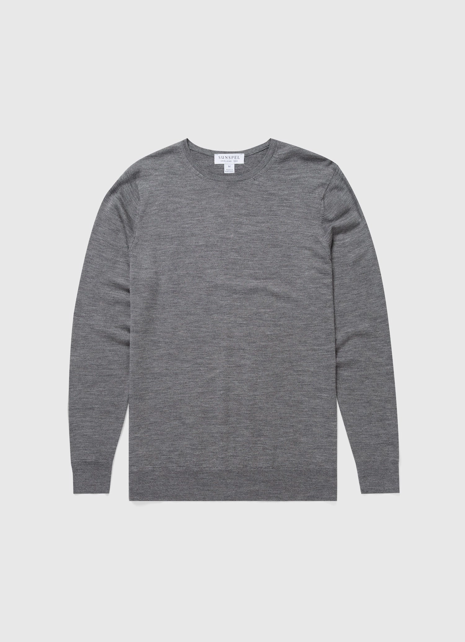 Men's Extra-Fine Merino Crew Neck in Grey Melange Ultra Fine Gauge Morning Chill