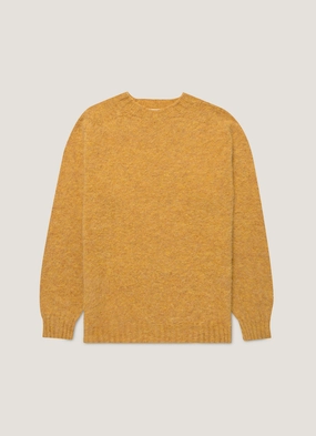 Breathable knit Men's Shetland Crew Neck Jumper in Saffron Men's Shetland Crew Neck Jumper in Saffron Smart Fit FadeResistant Color