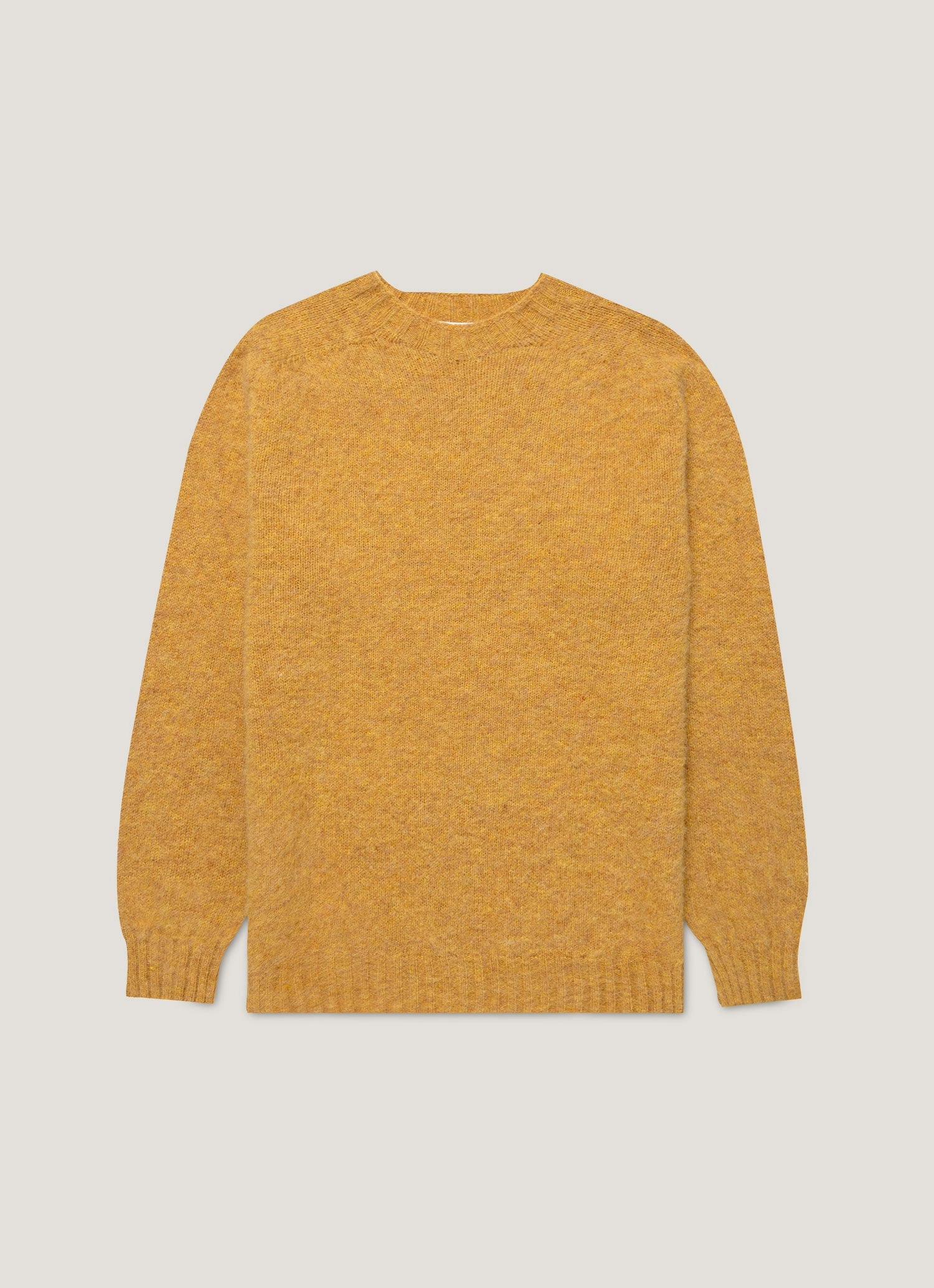 Men's Shetland Crew Neck Jumper in Saffron Smart Fit FadeResistant Color