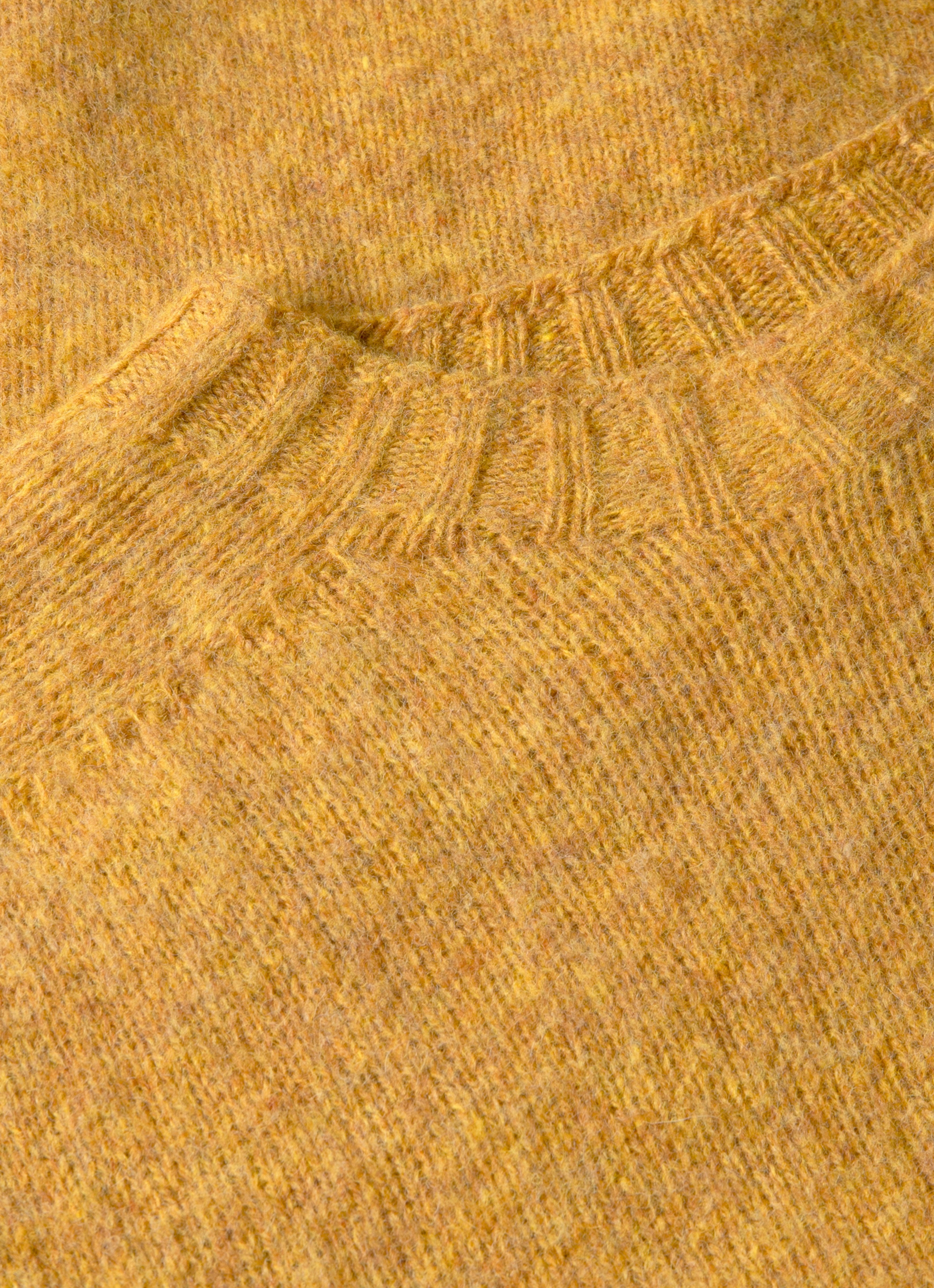 Men's Shetland Crew Neck Jumper in Saffron Easy Silhouette Hooded Neckline Option