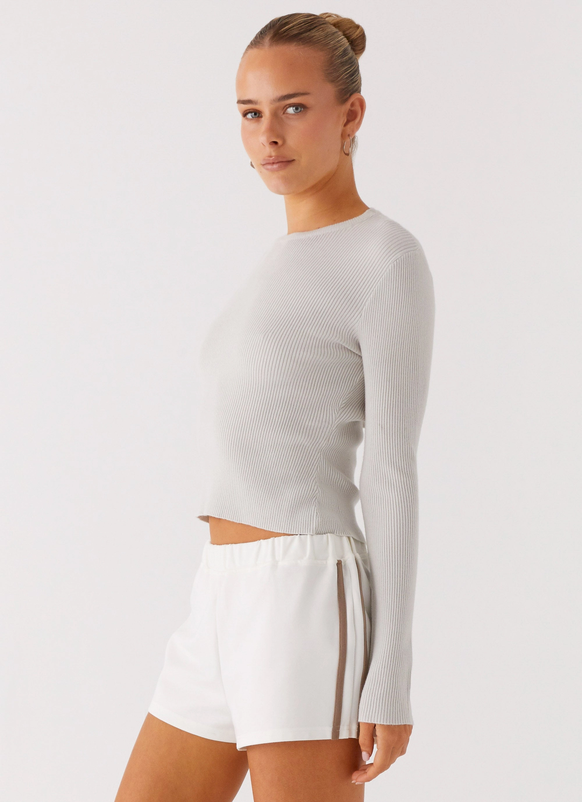 Carissa Open Back Top - Grey Tagless Comfort Collar