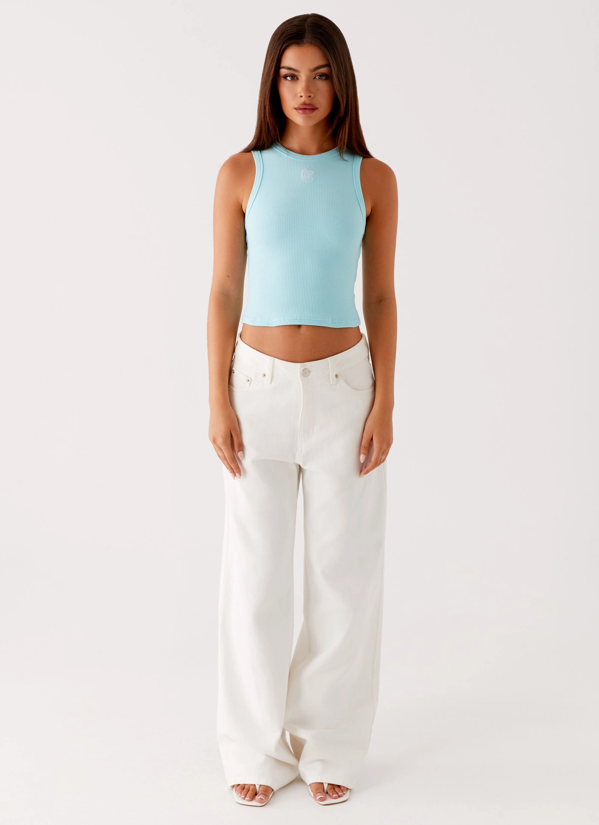 Veda Tank Top - Turquoise Flexible Knit AllDay Comfort