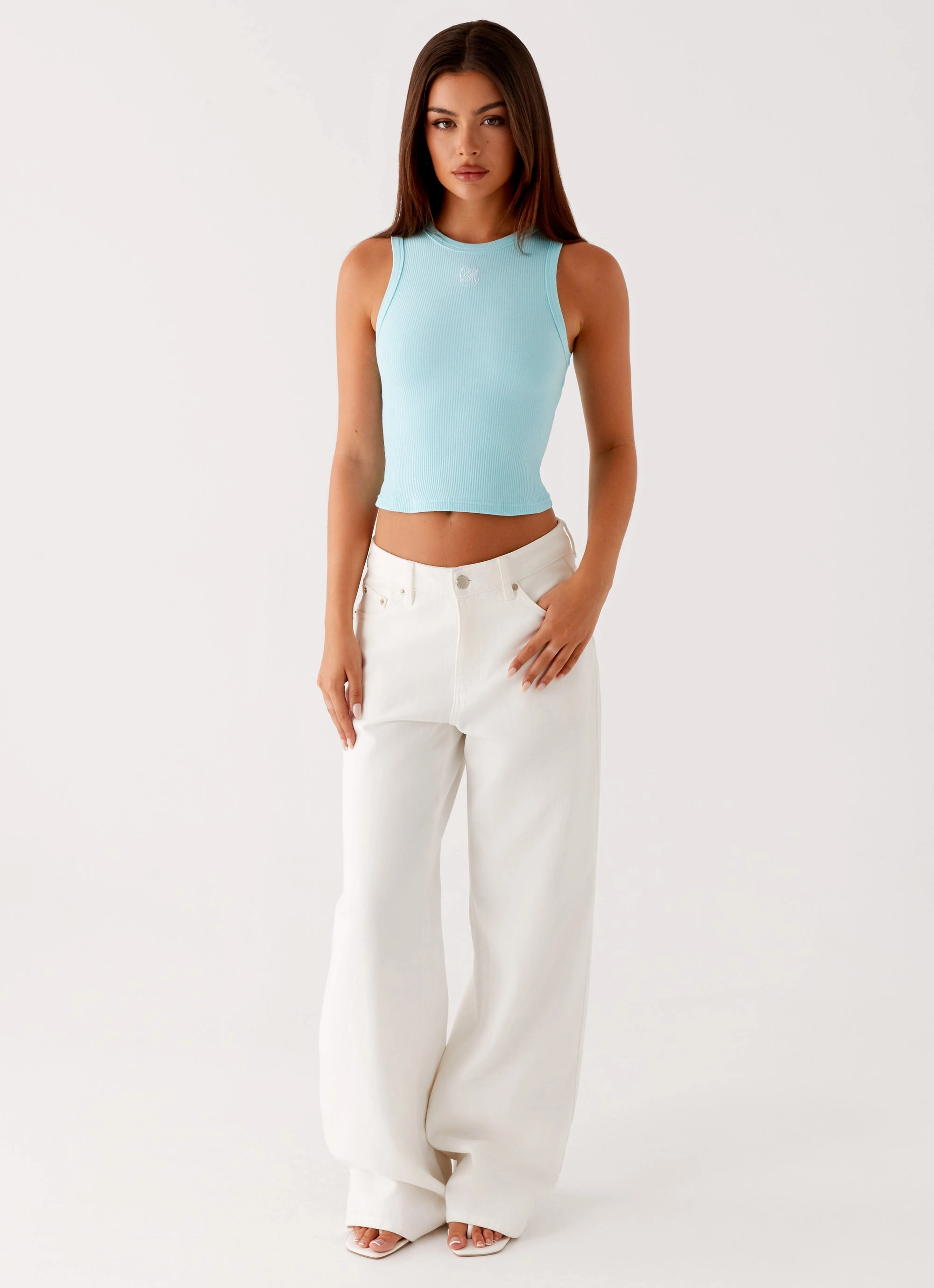 Veda Tank Top - Turquoise Versatile Layering Cut Comfort Cushion Neckline