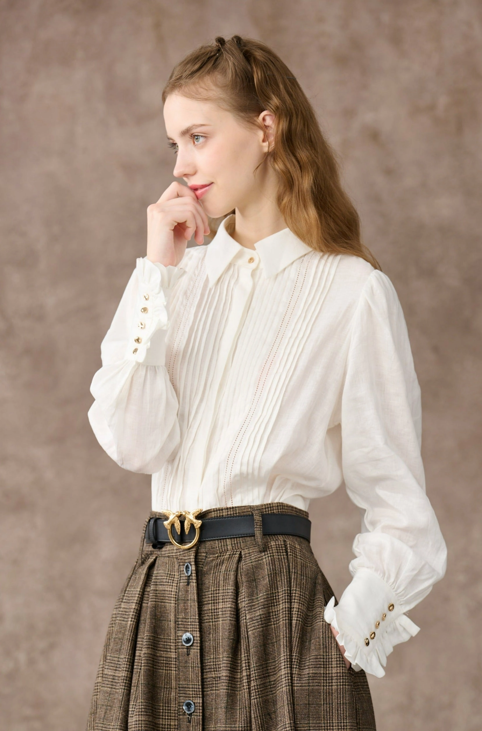 hypoallergenic material Holiday Trip Jo March 31 | Accordion Pleated Linen Shirt