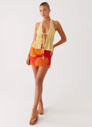 Breezy Palms Mini Skirt - Serene Orange Eco Friendly Material Freedom Move