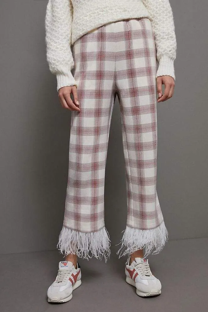 Seasonal Basic Brenda Feathered Plaid Pants