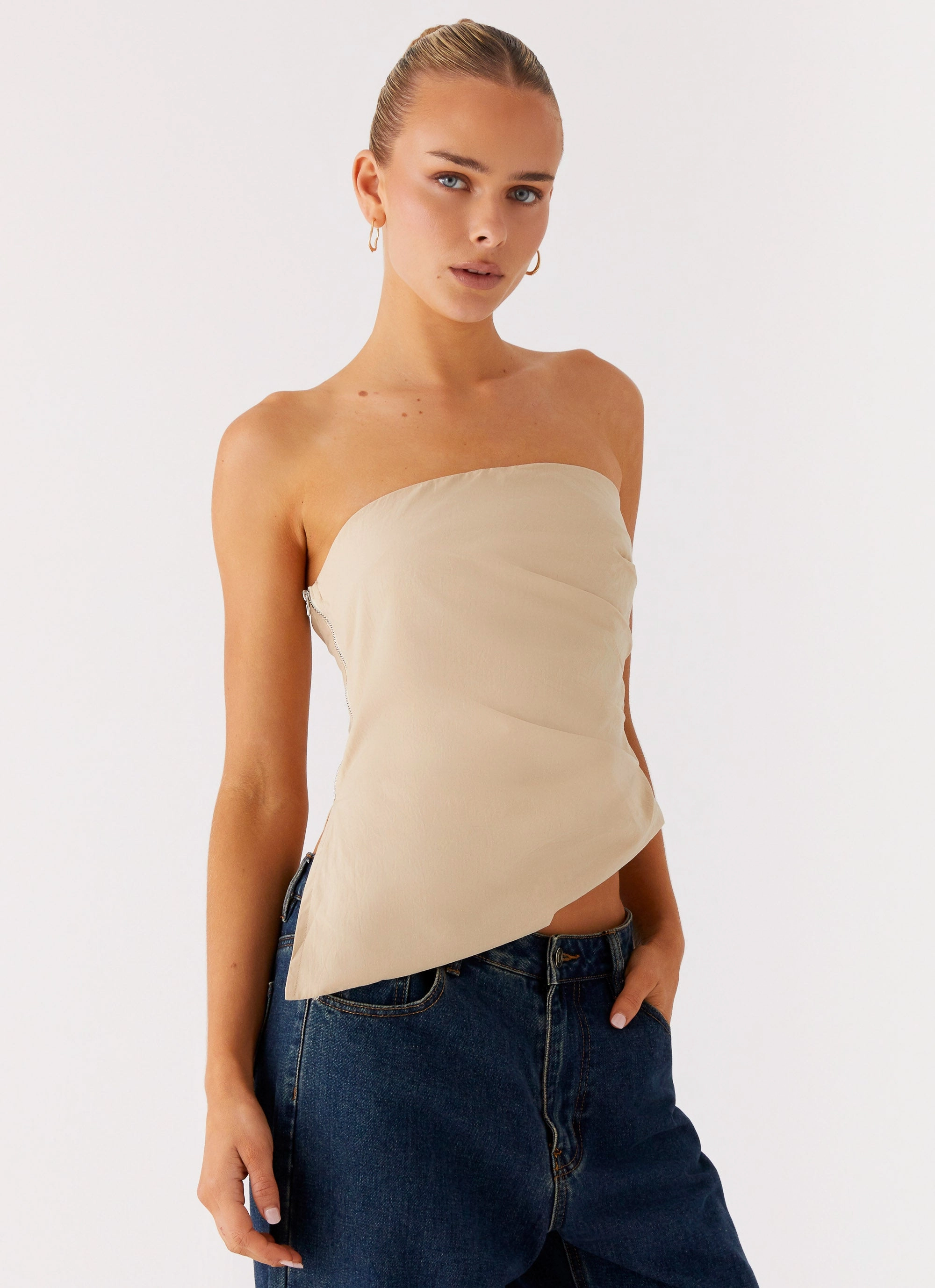 Briana Strapless Top - Tan ZipClosure StretchComfort
