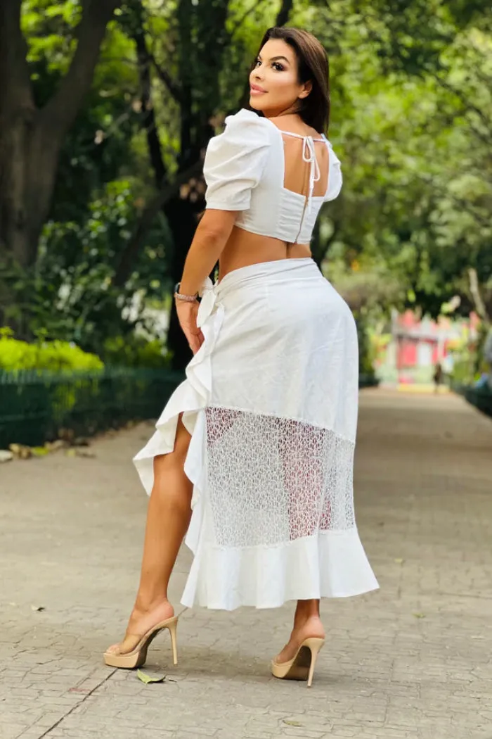 BRIDGE OF LOVE Crop Top & Ruffle Skirt Set