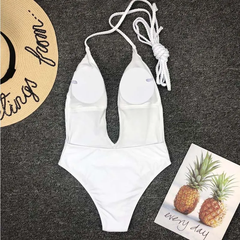 Bright Color Bandeau Low Back High Cut Swimsuits