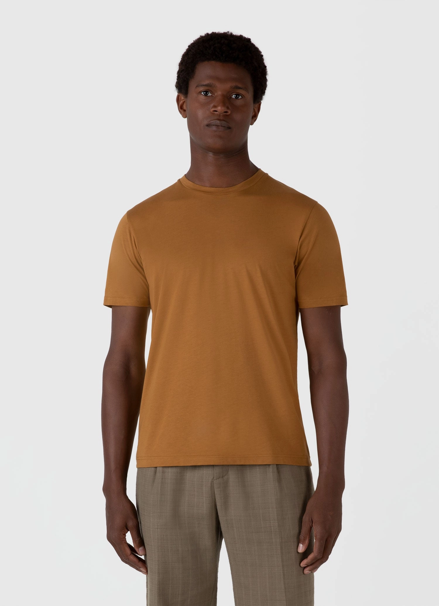 Men's Riviera Midweight T-shirt in Golden Brown Flexible Comfort