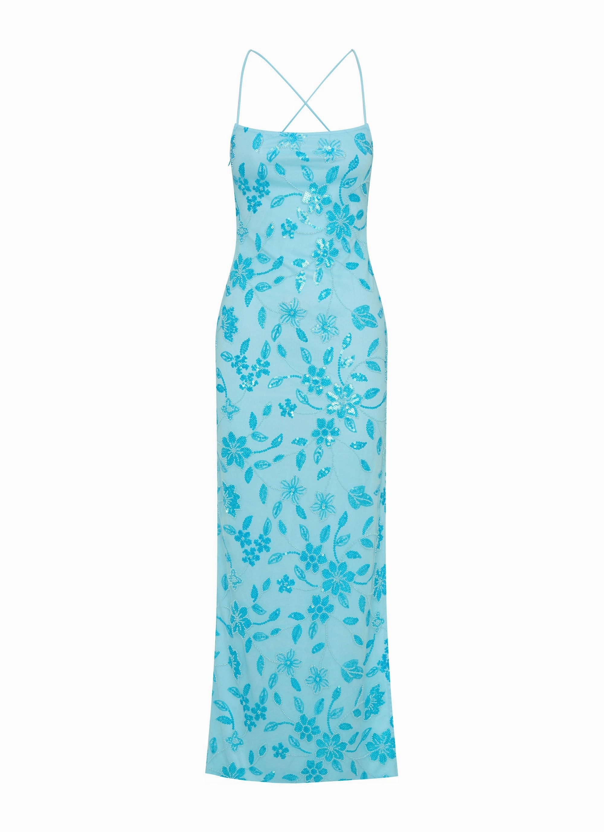 Bright Lights Beaded Maxi Dress - Blue Travel-Essential Chill Edge