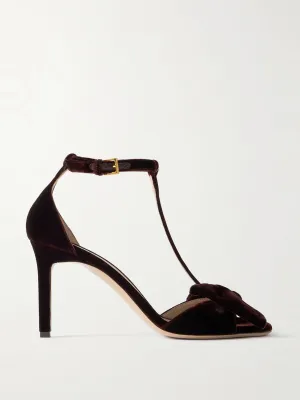 Brigitte bow-embellished velvet sandals