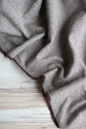 Brown & Ivory Mini Herringbone Wool Coating