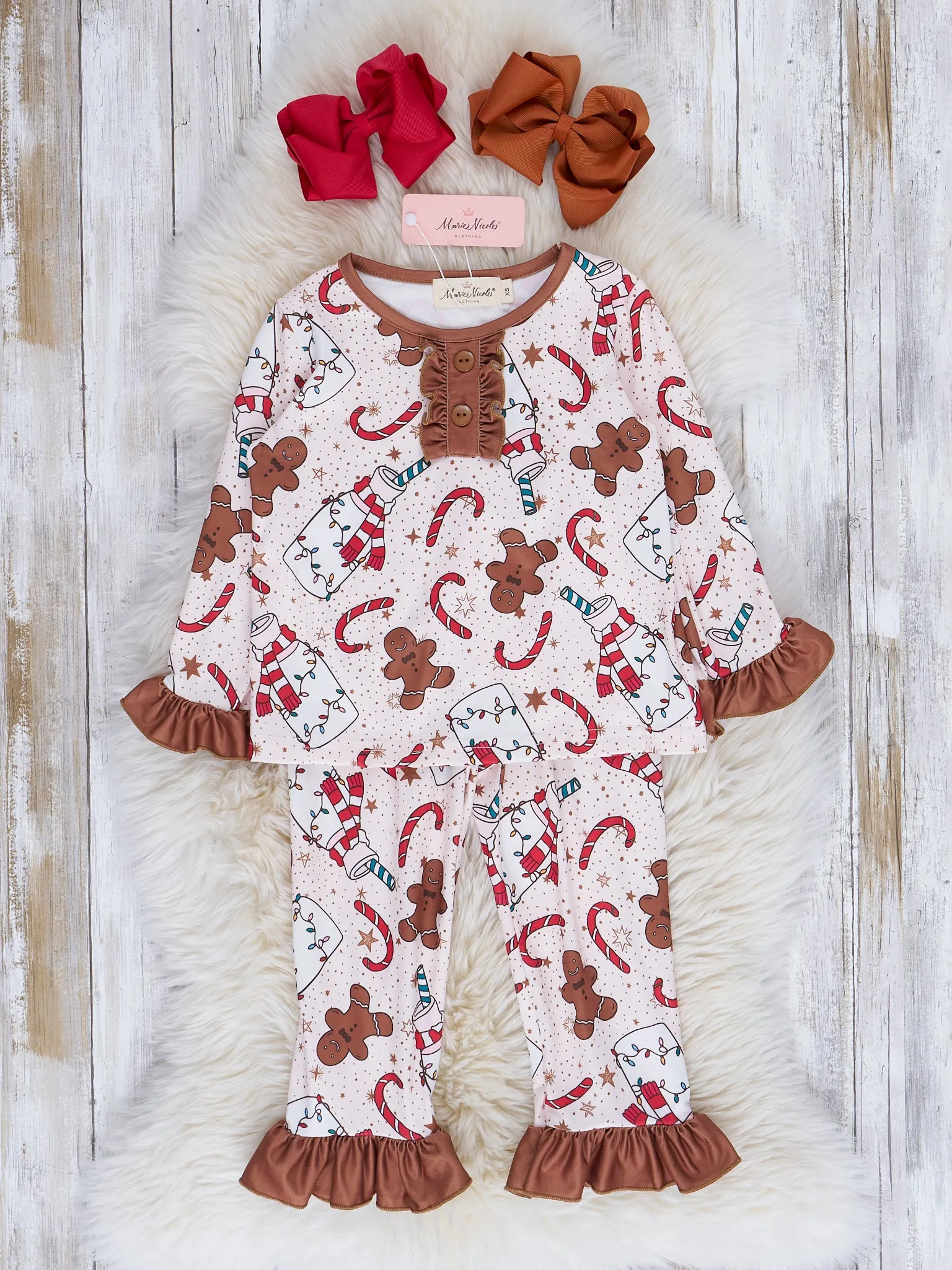 Brown Milk & Gingerbread Cookies Pajamas - Boys & Girls