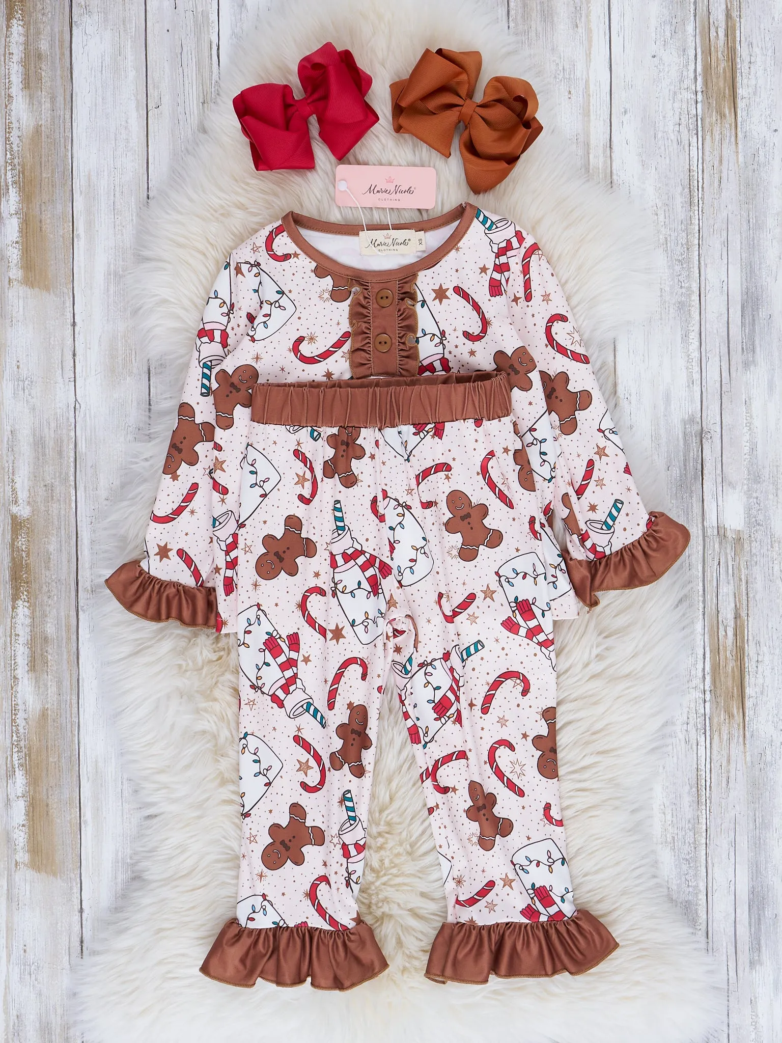 Brown Milk & Gingerbread Cookies Pajamas - Boys & Girls