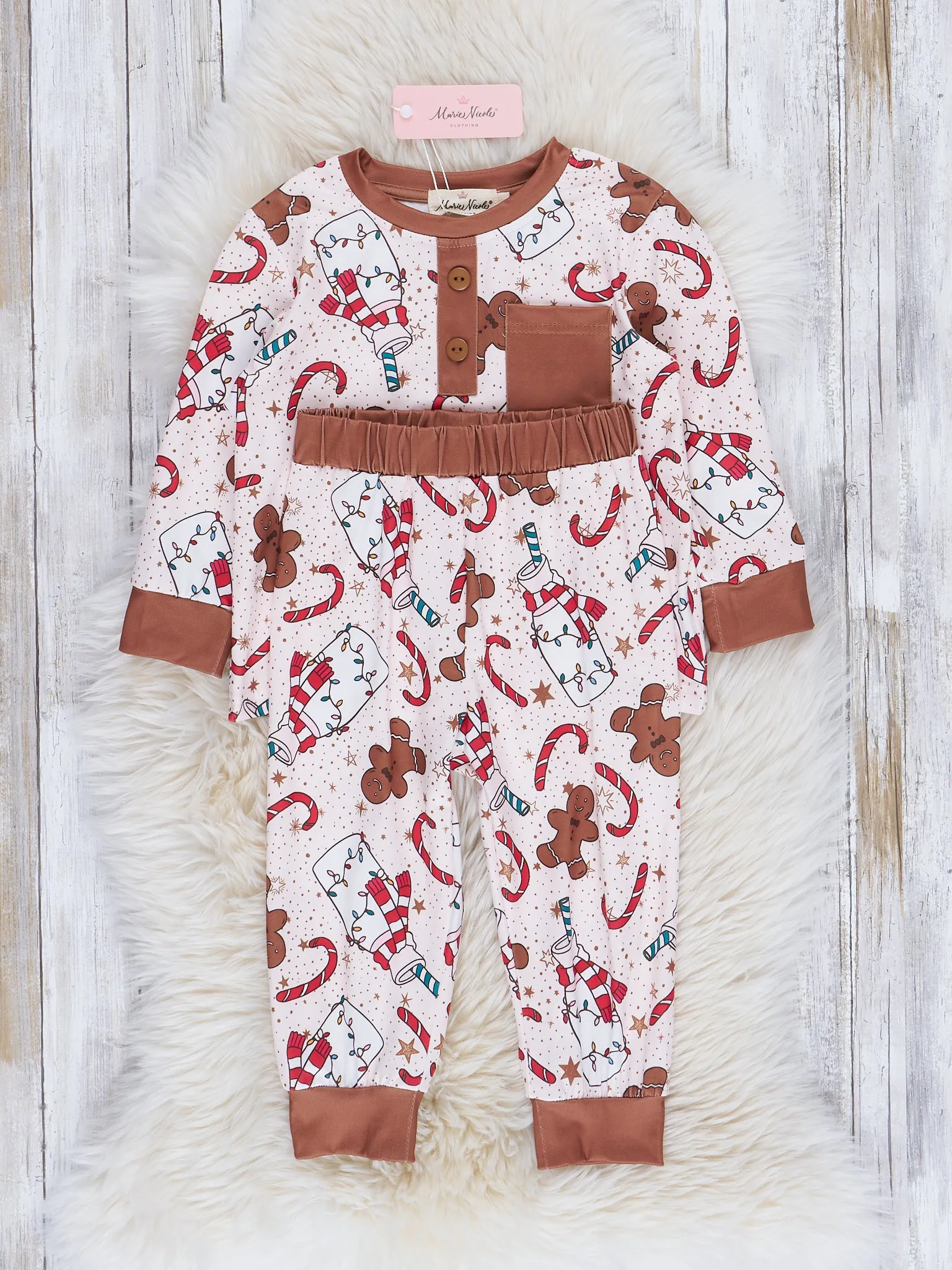 Brown Milk & Gingerbread Cookies Pajamas - Boys & Girls
