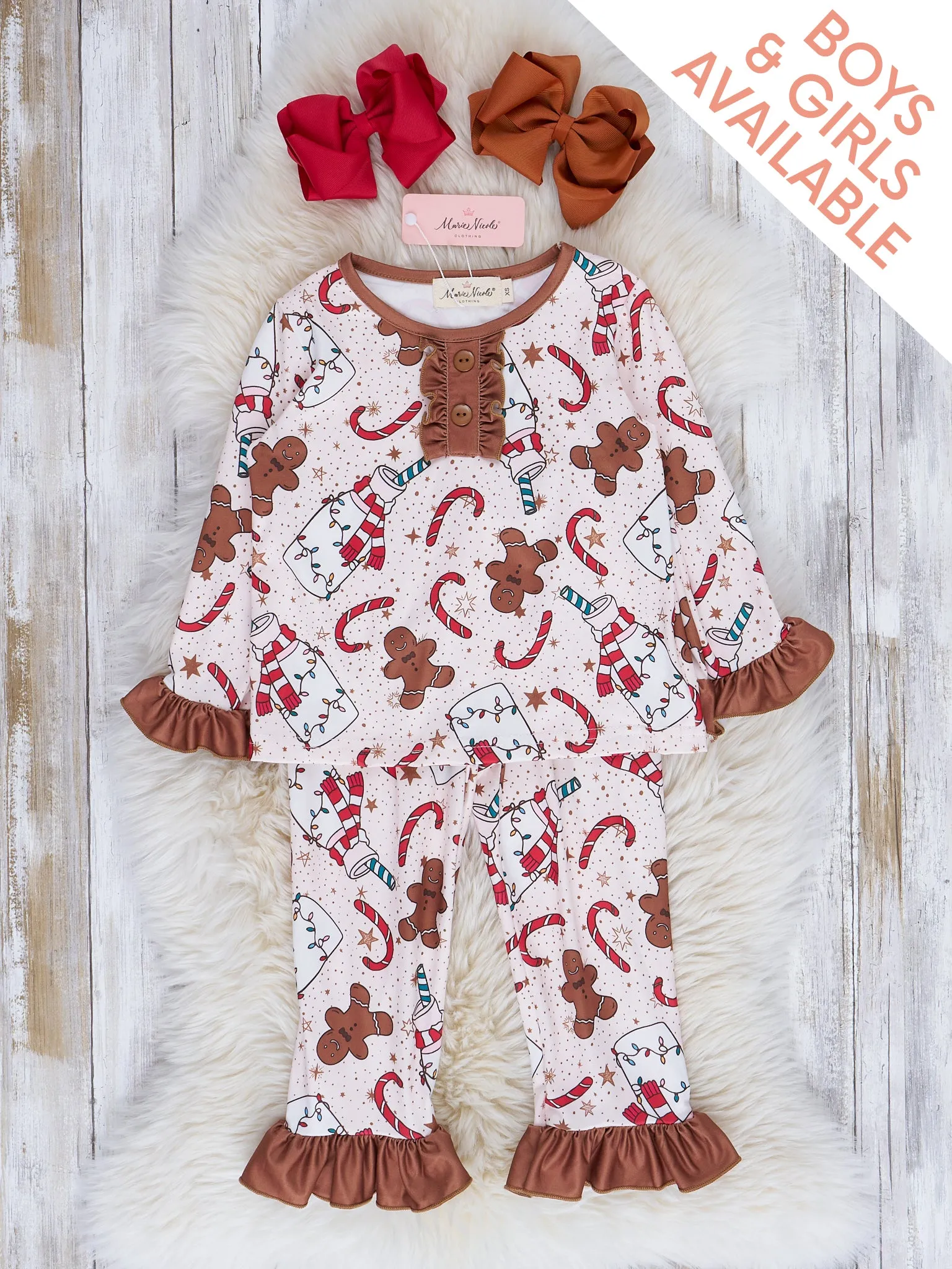 Brown Milk & Gingerbread Cookies Pajamas - Boys & Girls