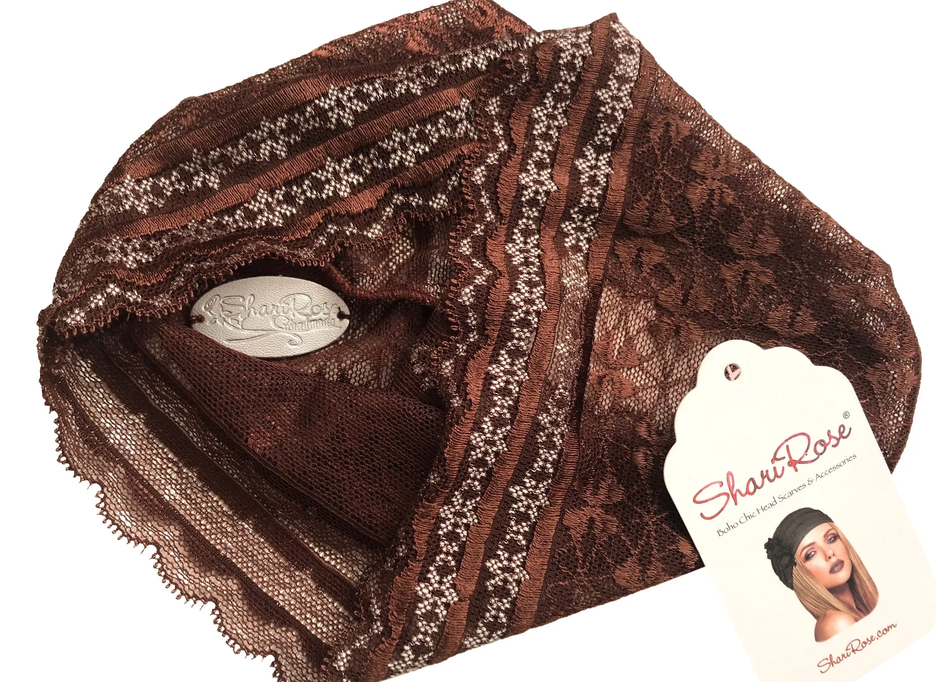 Brown vintage lace boho chic headband