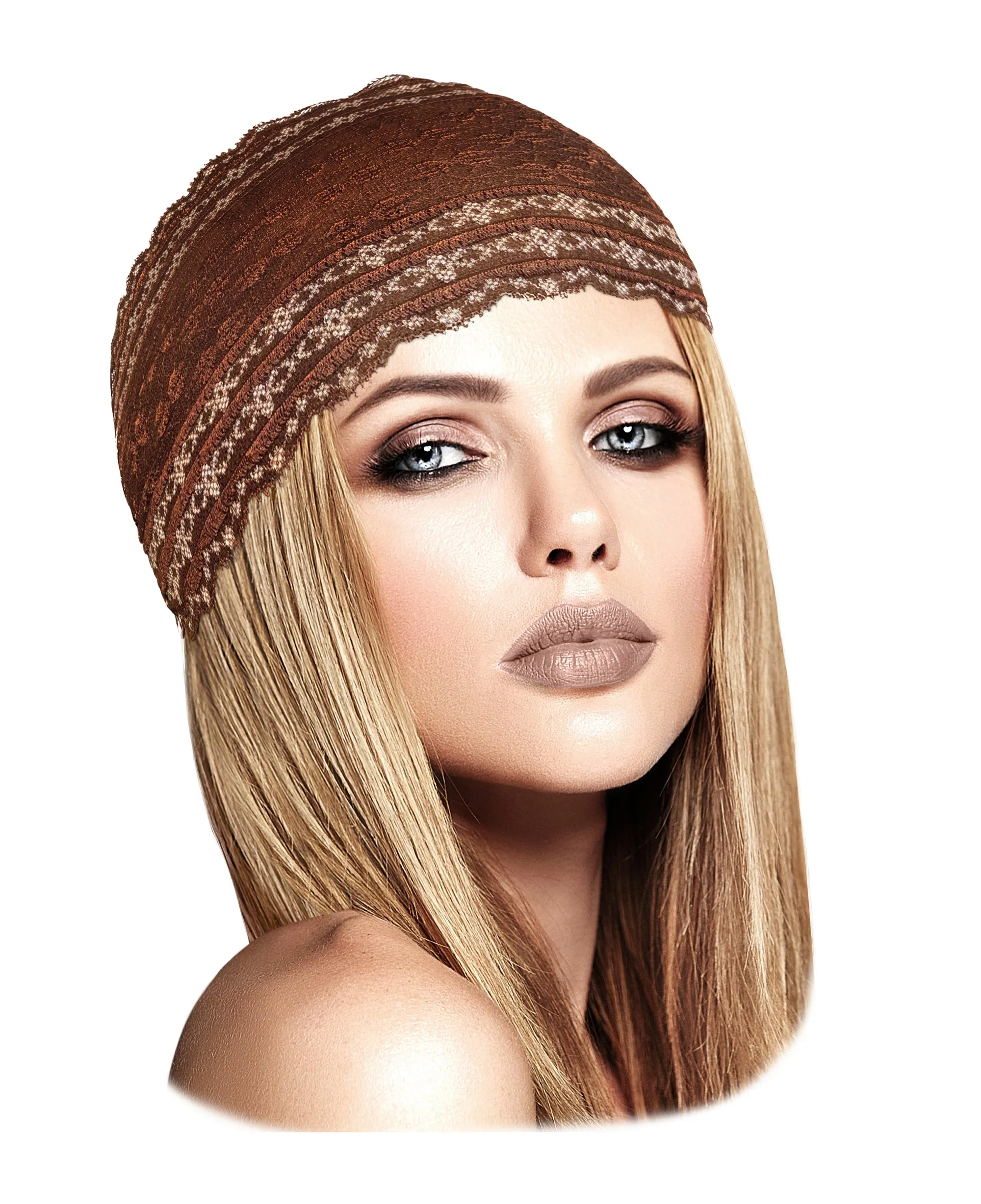 Brown vintage lace boho chic headband