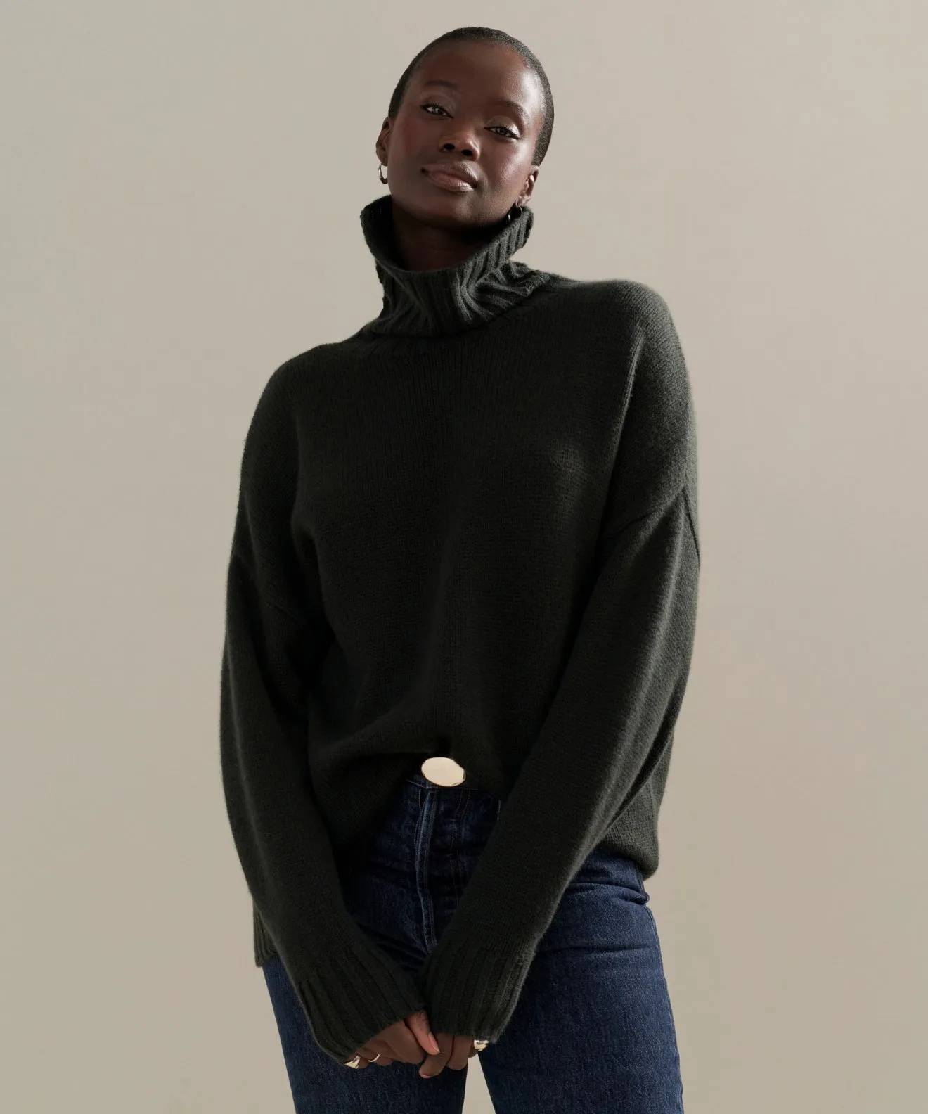 Cashmere Porter Turtleneck Hidden Storage Pockets