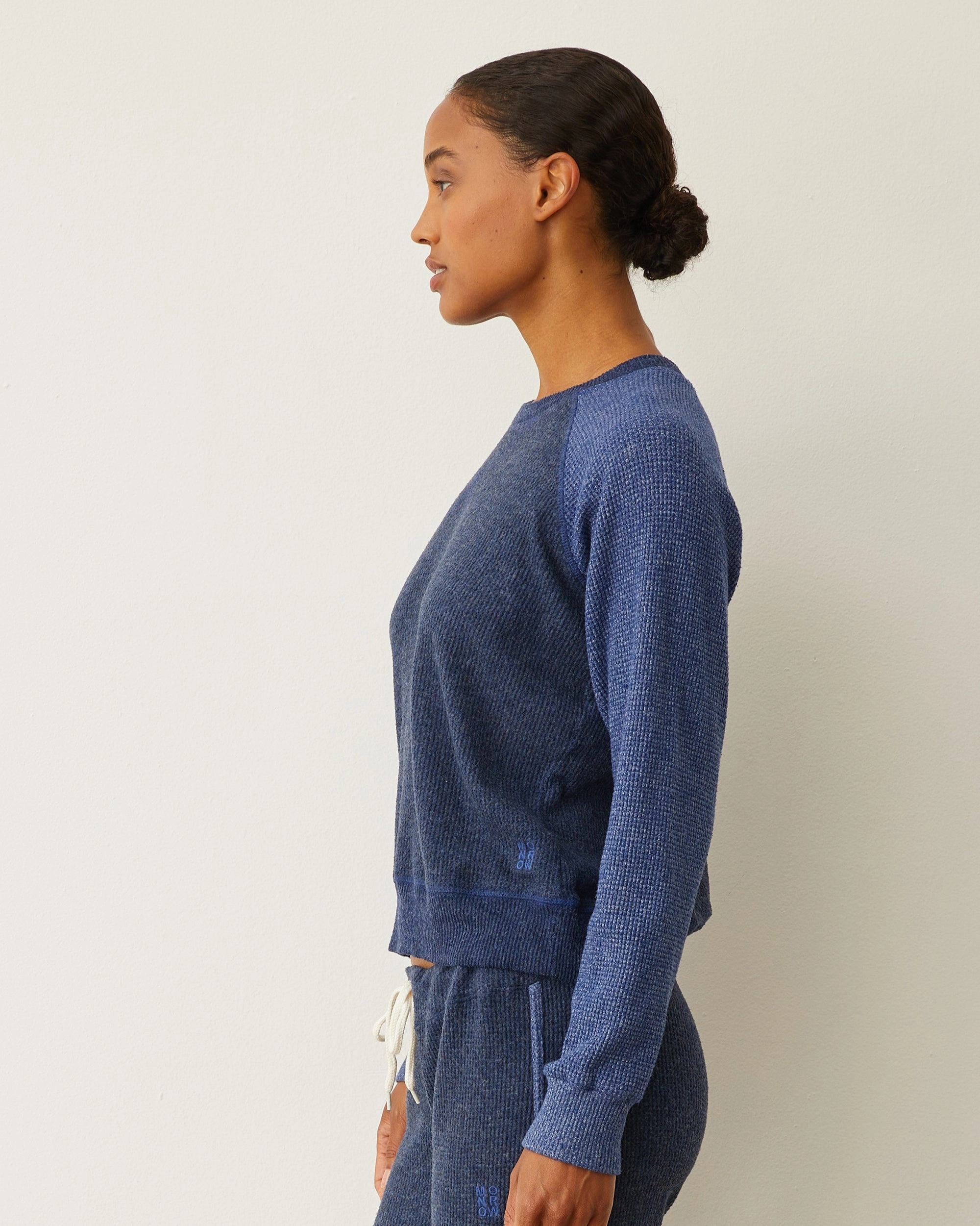 Brushed Thermal Color Block Raglan Flexible Knit Fabric