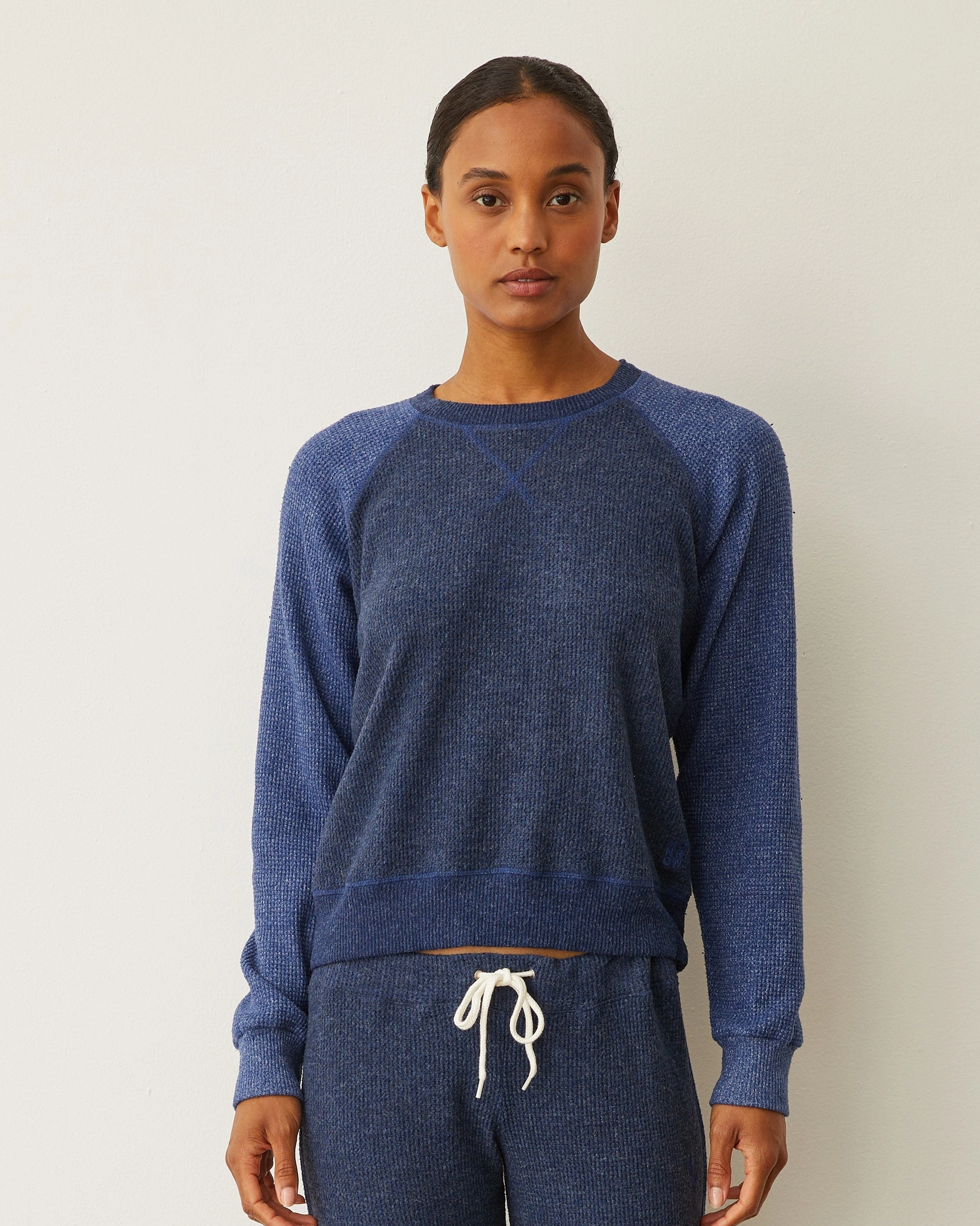 DoubleLayered Collar Temperature control Brushed Thermal Color Block Raglan