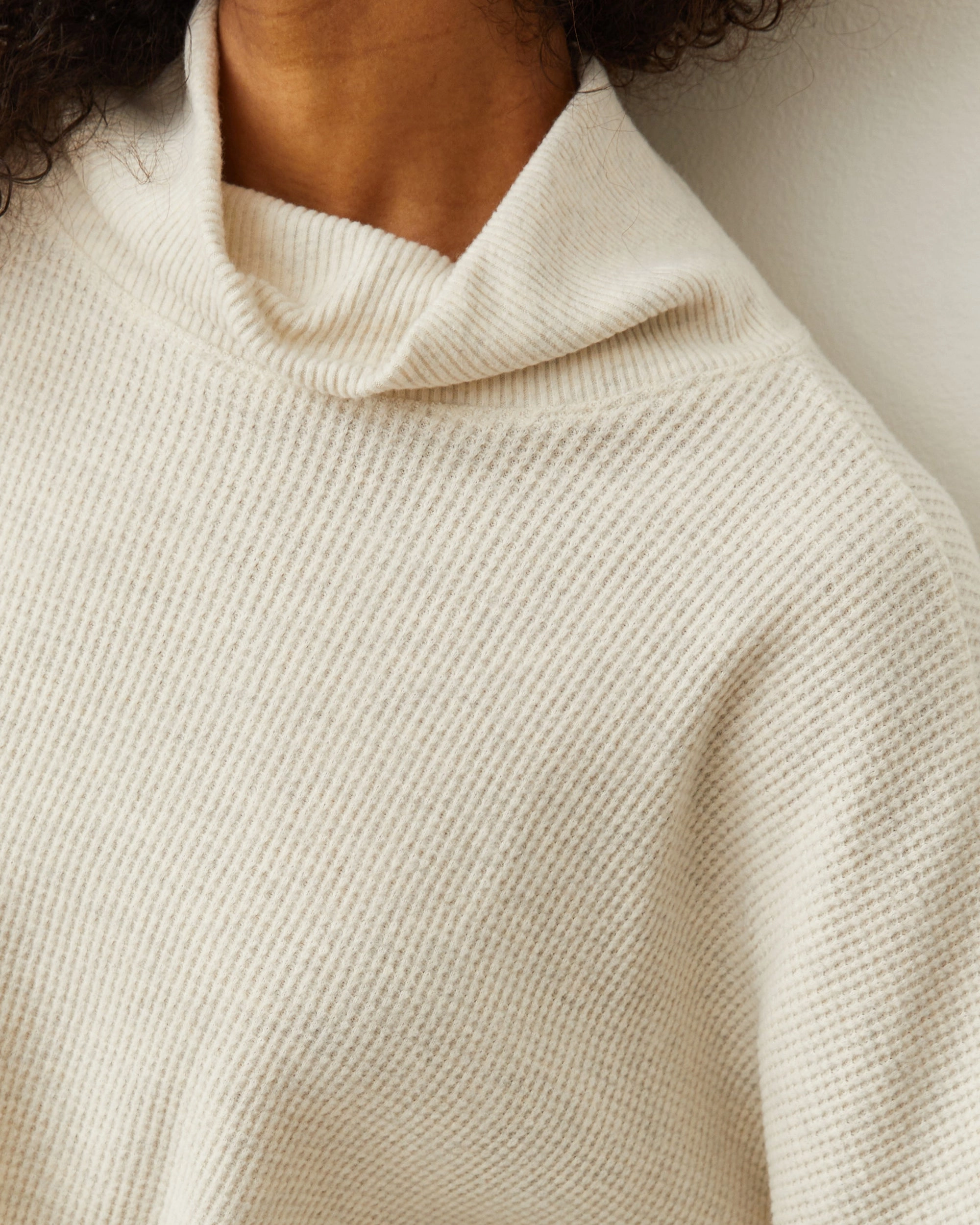 FlexibleWaistband Relaxed Top Brushed Thermal Drawcord Waist Sweatshirt