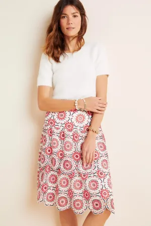 Brynn Embroidered Lace Midi Skirt Tapered Silhouette Brynn Embroidered Lace Midi Skirt Anti Pilling Fabric Edgy Look