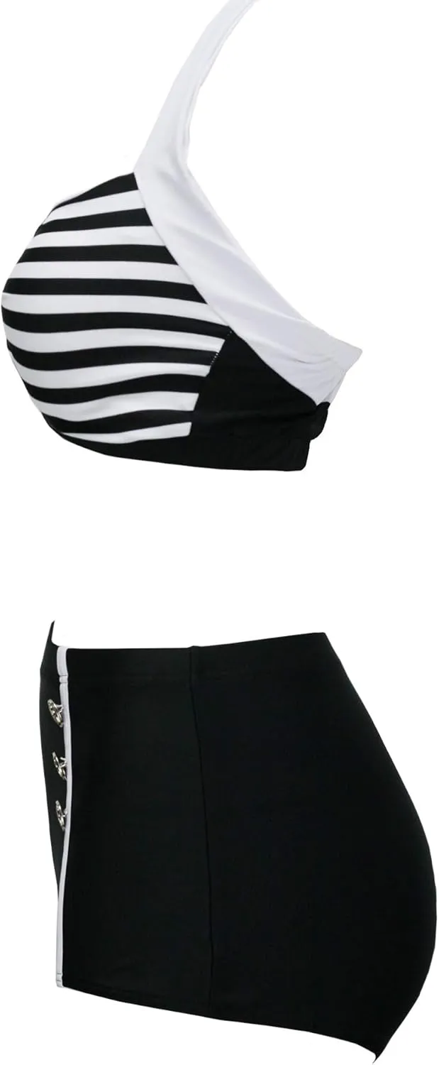 bslingerie® Women Retro Vintage Push Up High Waisted Bikini Swimsuit Plus Size