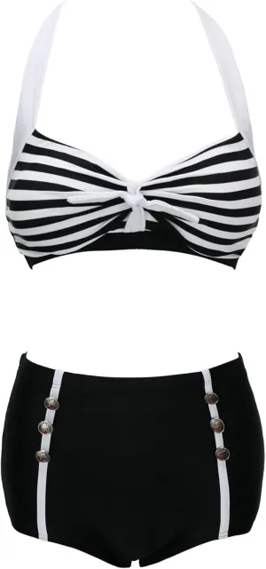 bslingerie® Women Retro Vintage Push Up High Waisted Bikini Swimsuit Plus Size