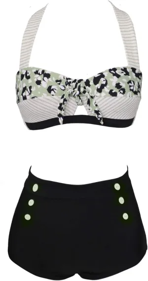bslingerie® Women Retro Vintage Push Up High Waisted Bikini Swimsuit Plus Size