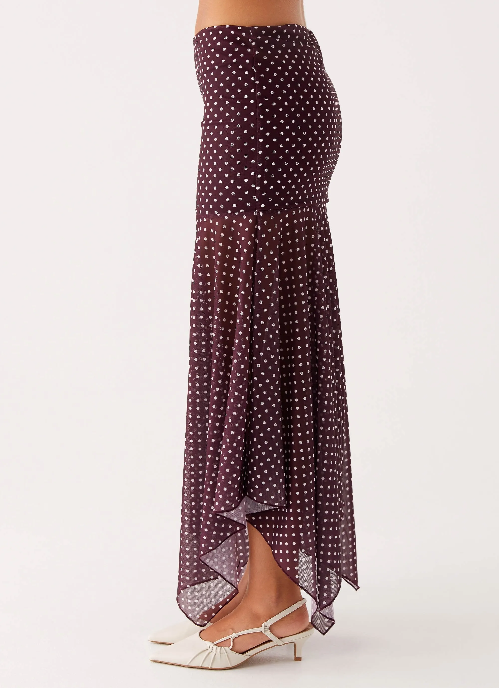 Buffy Maxi Skirt - Burgundy Fitted Style