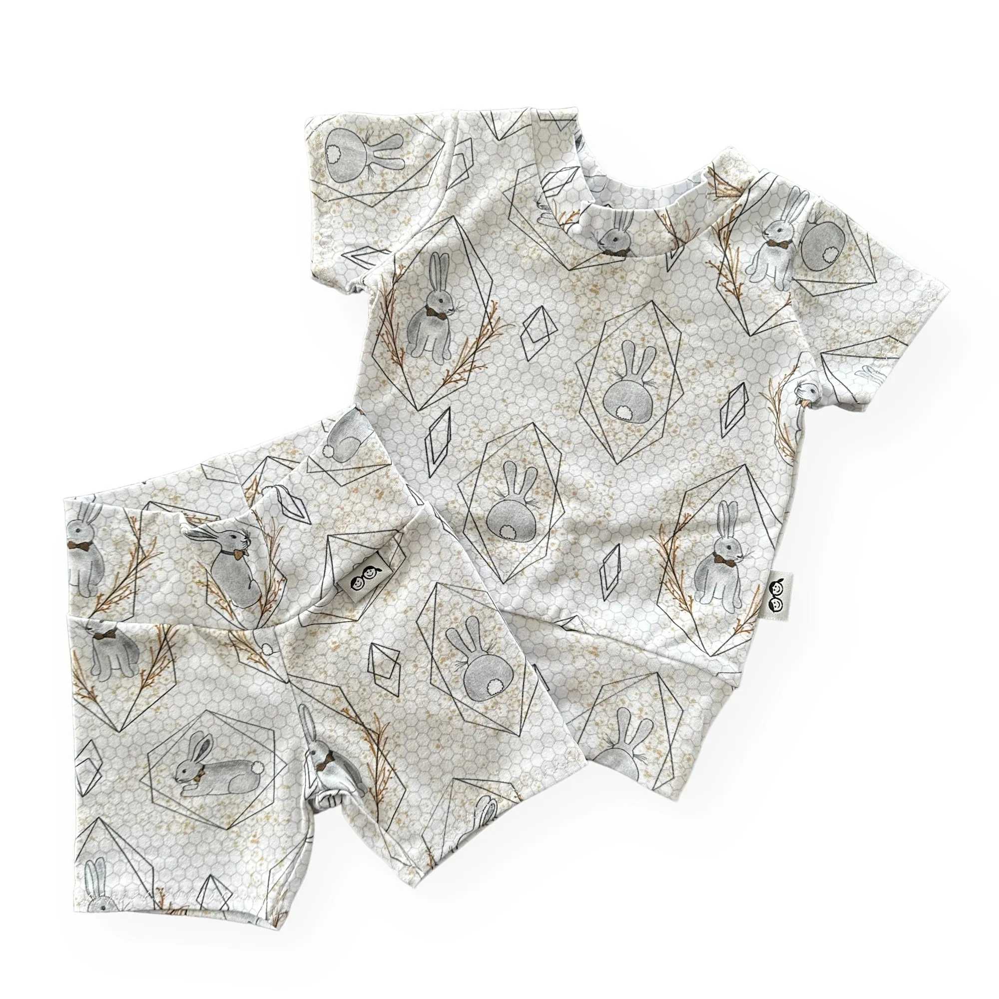 Bunny on Honeycomb Biker Shorts Lounge Set