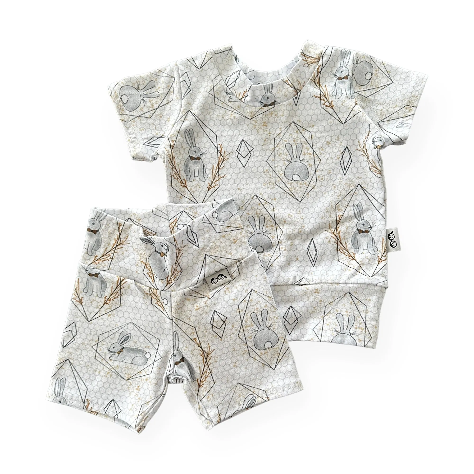 Bunny on Honeycomb Biker Shorts Lounge Set